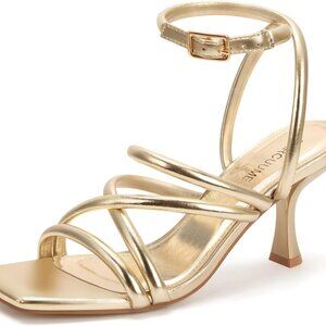 Women's Square Toe Strappy Lace Up Kitten Heel Sandals Ankle Buckle